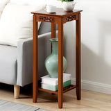 Rectangular Wood Brown Display End Table with Shelf Image - 2