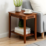 Rectangular Wood Brown Display End Table with Shelf Image - 24