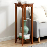 Rectangular Wood Brown Display End Table with Shelf Image - 26