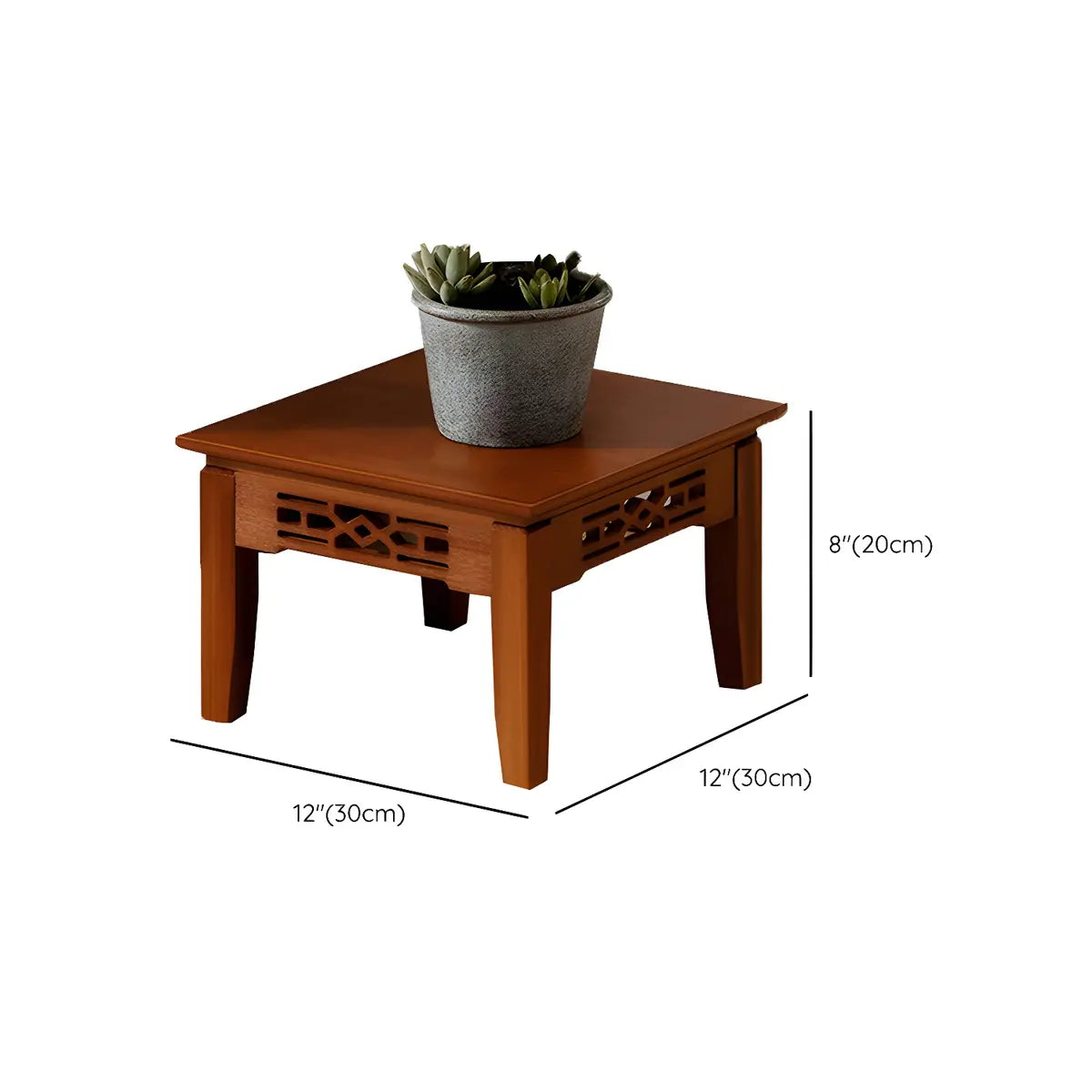 Rectangular Wood Brown Display End Table with Shelf 