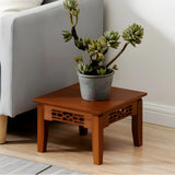 Rectangular Wood Brown Display End Table with Shelf Image - 6