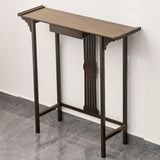 Rectangular Wood Brown Drawers Console Table with Shelf Image - 10