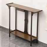 Rectangular Wood Brown Drawers Console Table with Shelf Image - 14