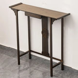 Rectangular Wood Brown Drawers Console Table with Shelf Image - 15