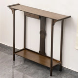 Rectangular Wood Brown Drawers Console Table with Shelf Image - 16