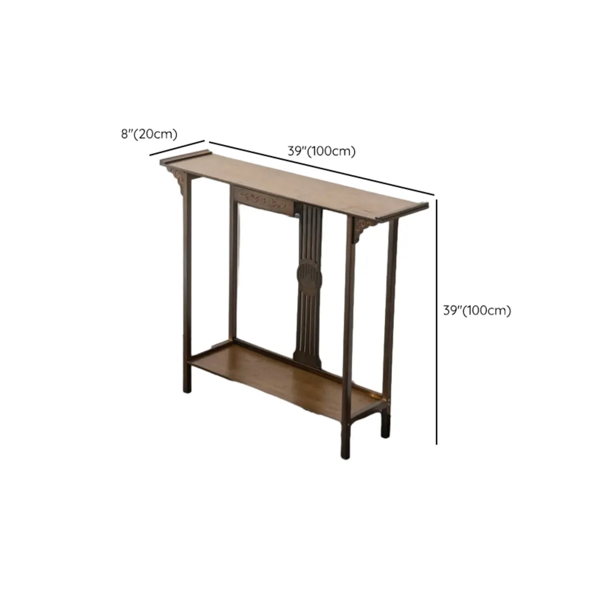 Rectangular Wood Brown Drawers Console Table with Shelf 