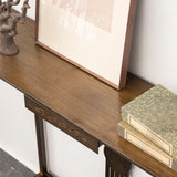 Rectangular Wood Brown Drawers Console Table with Shelf Image - 6