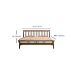 Rectangular Wood Brown King Slat Bed with Headboard #size