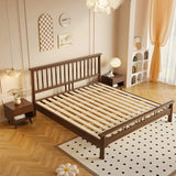 Rectangular Wood Brown King Slat Bed with Headboard Image - 3