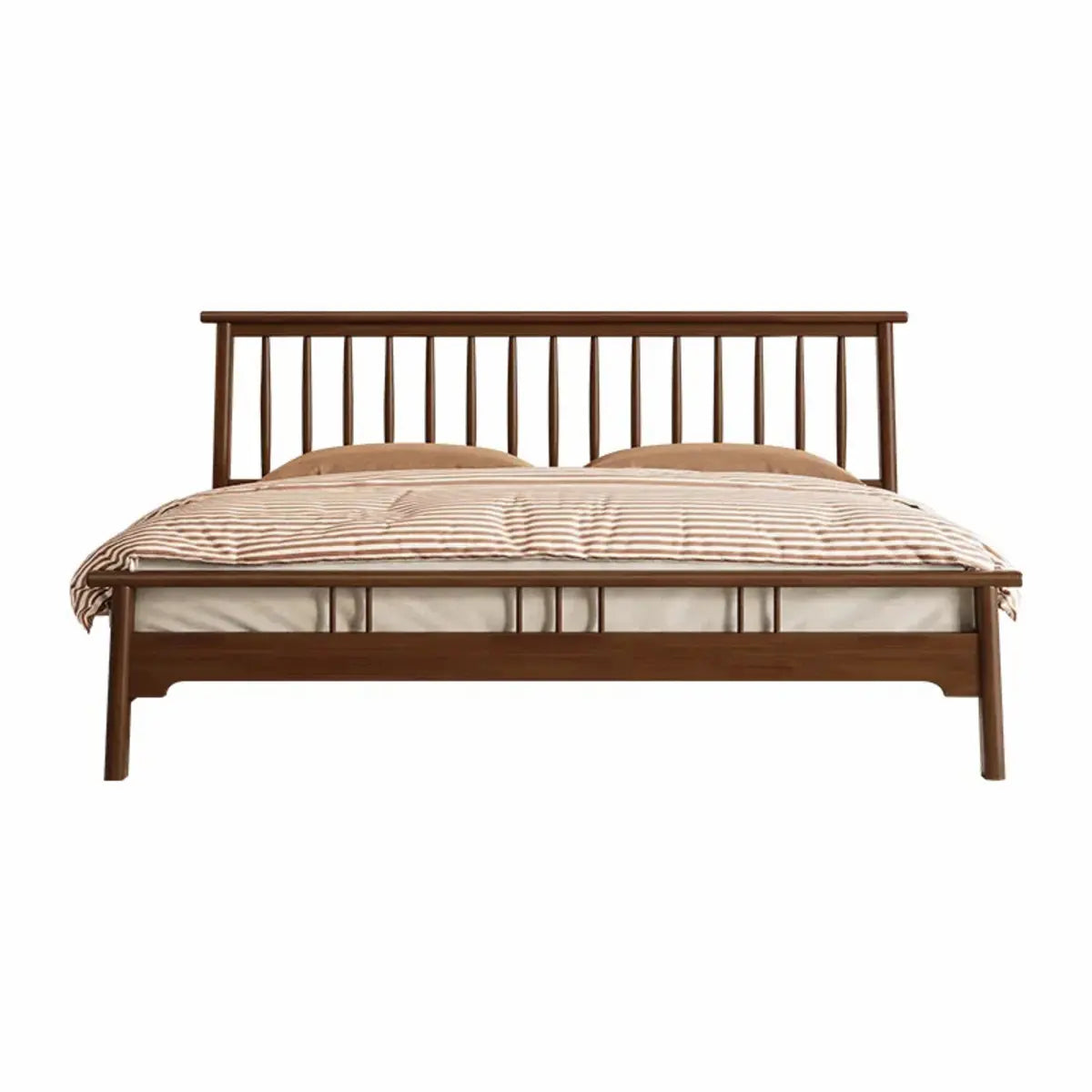 Rectangular Wood Brown King Slat Bed with Headboard Image - 5