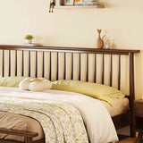 Rectangular Wood Brown King Slat Bed with Headboard Image - 6