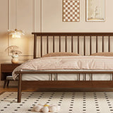 Rectangular Wood Brown King Slat Bed with Headboard Image - 7