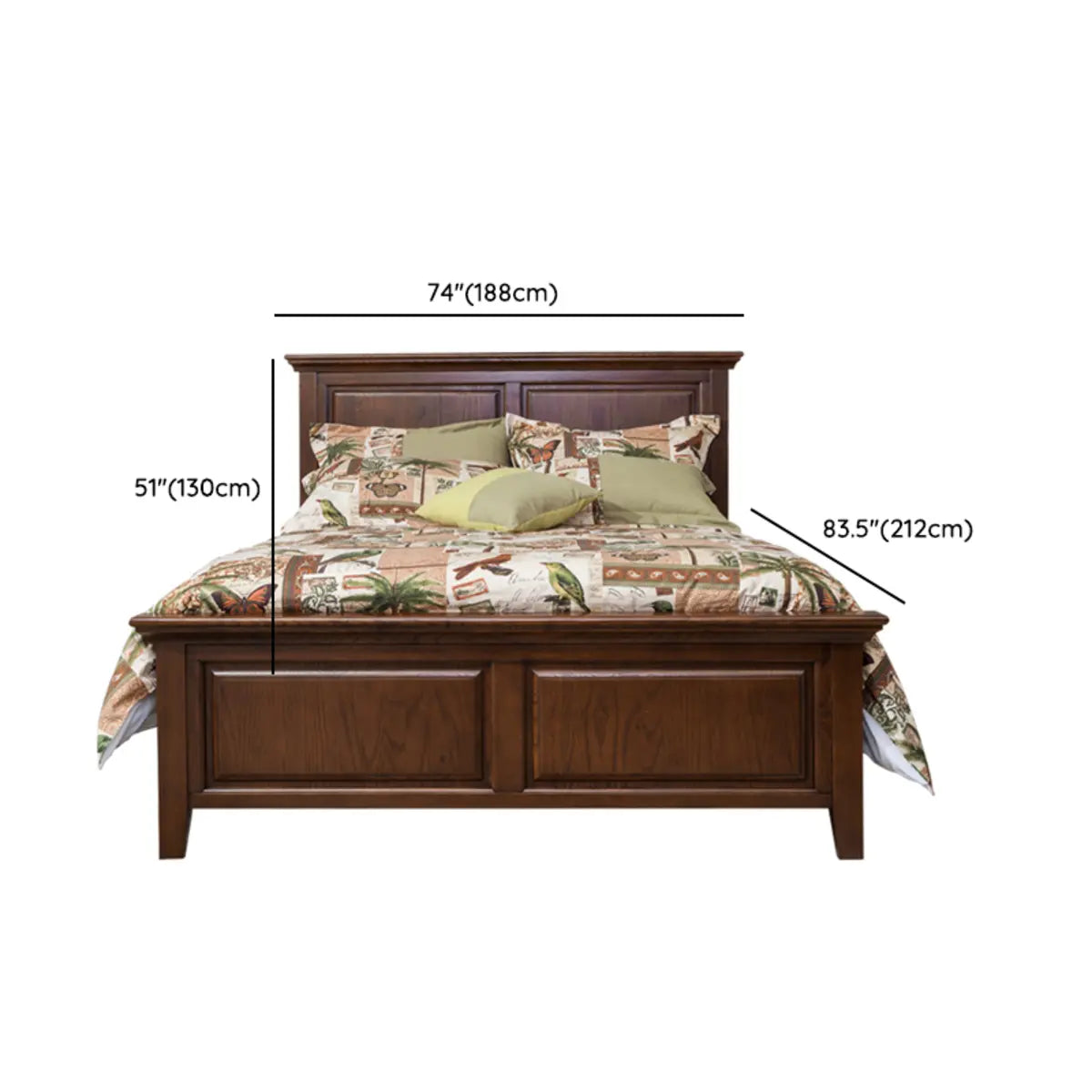 Rectangular Wood Brown Queen Panel Bed Frame with Headboard Image - 10