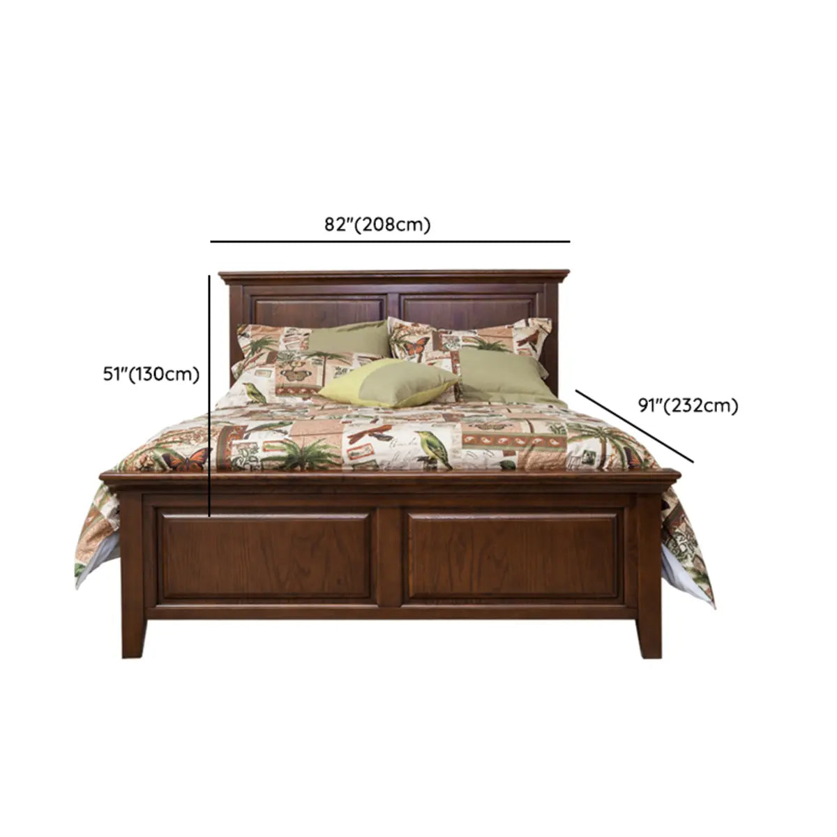 Rectangular Wood Brown Queen Panel Bed Frame with Headboard Image - 11