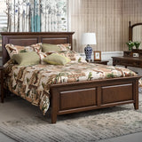 Rectangular Wood Brown Queen Panel Bed Frame with Headboard Image - 6