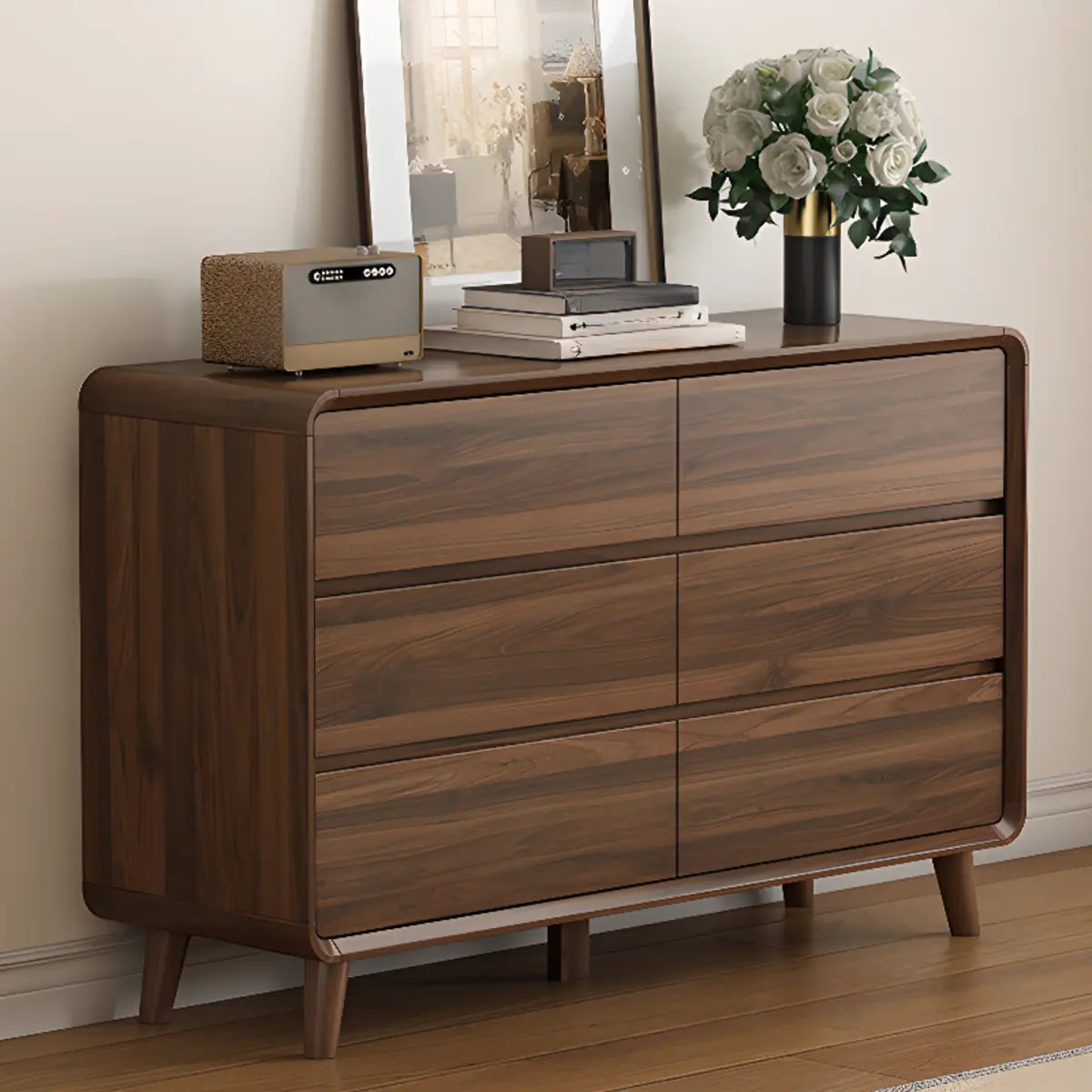 Rectangular Wood Brown Storage Dresser with Drawers Image - 3