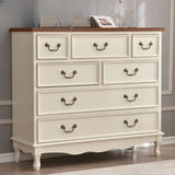 Rectangular Wood Drawers Beige Metal Handle Dresser Image - 2