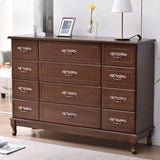 Rectangular Wood Drawers Beige Metal Handle Dresser Image - 22