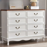 Rectangular Wood Drawers Beige Metal Handle Dresser Image - 9