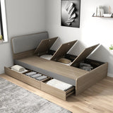 Rectangular Wood Grey Queen Storage Bed with Drawers Image - 1