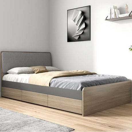 Rectangular Wood Grey Queen Storage Bed with Drawers Image - 2