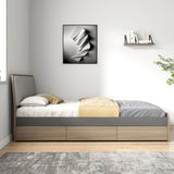 Rectangular Wood Grey Queen Storage Bed with Drawers Image - 3