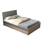 Rectangular Wood Grey Queen Storage Bed with Drawers Image - 5