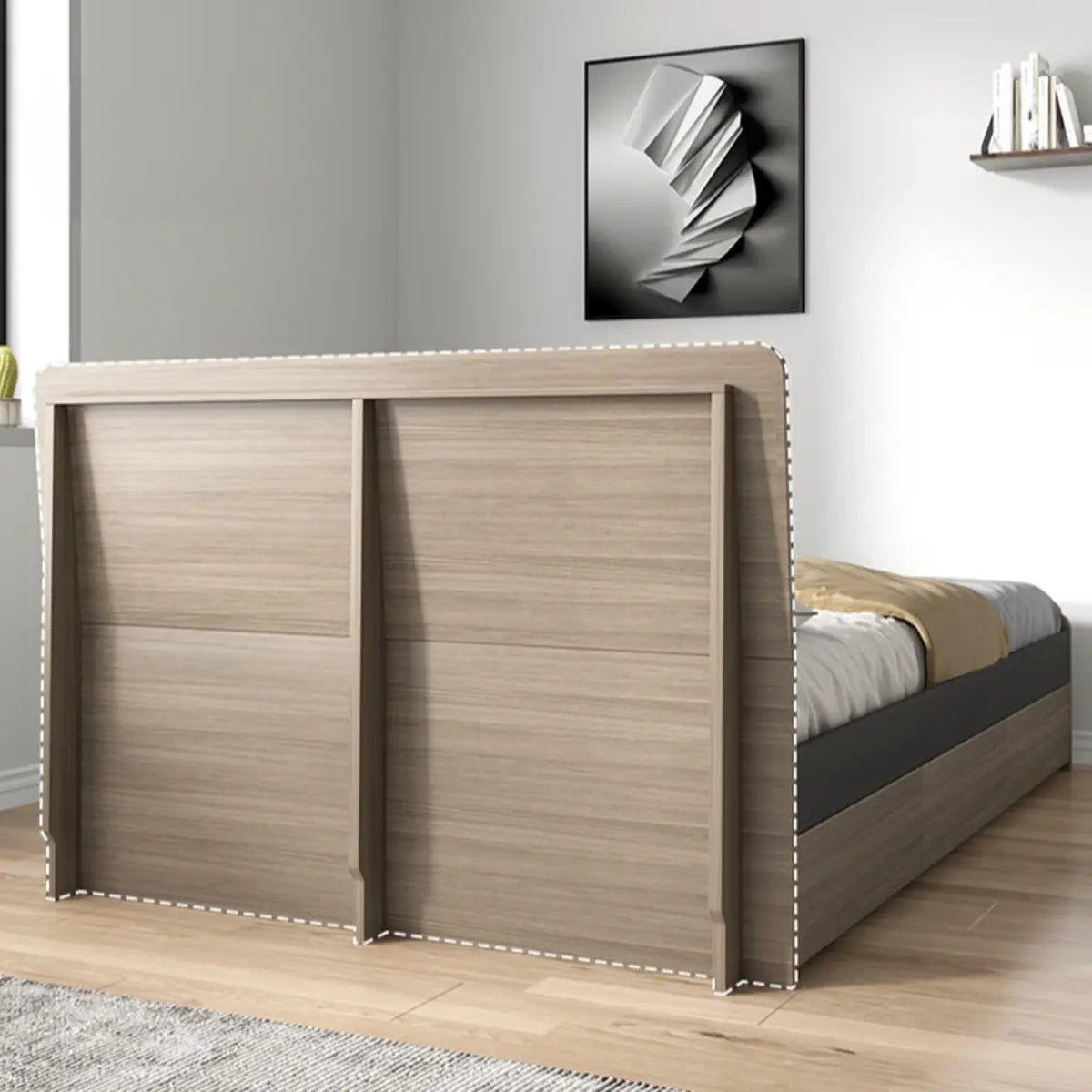 Rectangular Wood Grey Queen Storage Bed with Drawers Image - 6