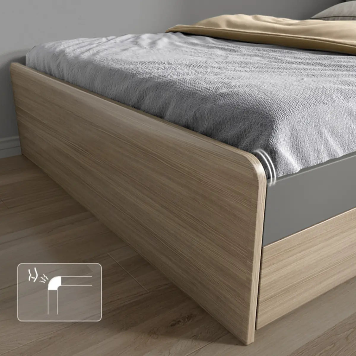 Rectangular Wood Grey Queen Storage Bed with Drawers Image - 9