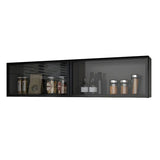 Rectangular Wood Kitchen Wall-Mount China Cabinet Grey Image - 2