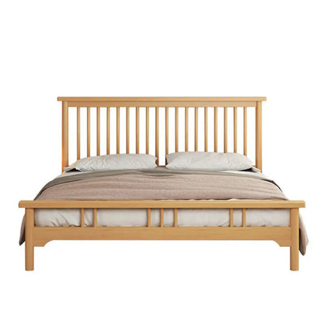 Rectangular Wood Natural Color Queen Open-Frame Bed Image - 2