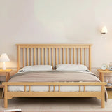 Rectangular Wood Natural Color Queen Open-Frame Bed Image - 5