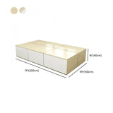 Rectangular Wood Natural Full Storage Bed with Drawers #size