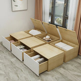 Rectangular Wood Natural Full Storage Bed with Drawers Image - 6