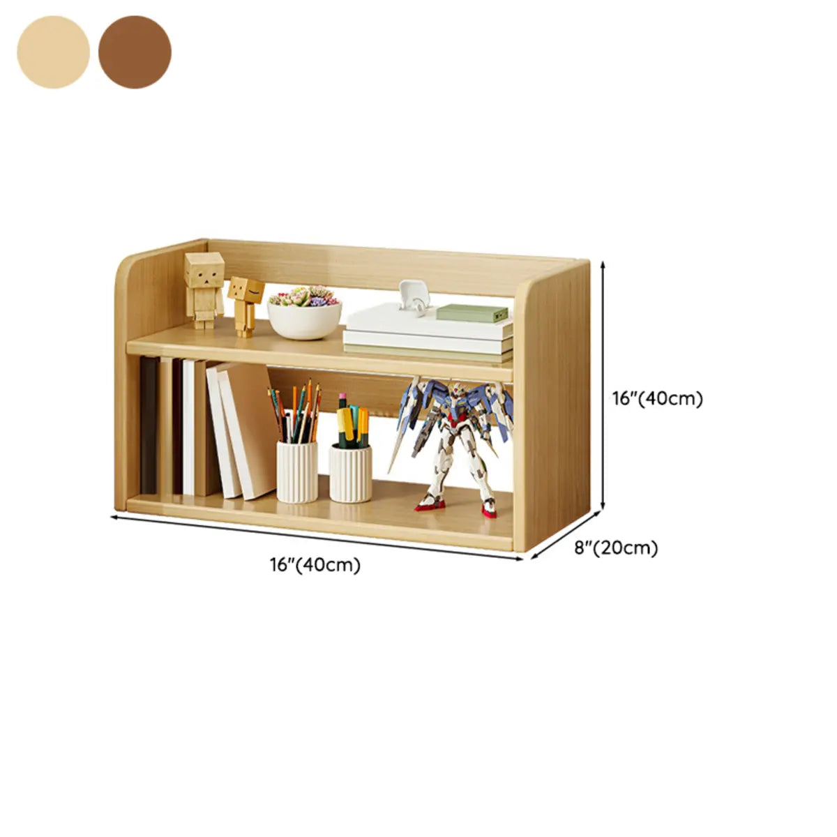 Rectangular Wood Rack Dark Walnut 2-Tier Display Cabinet 