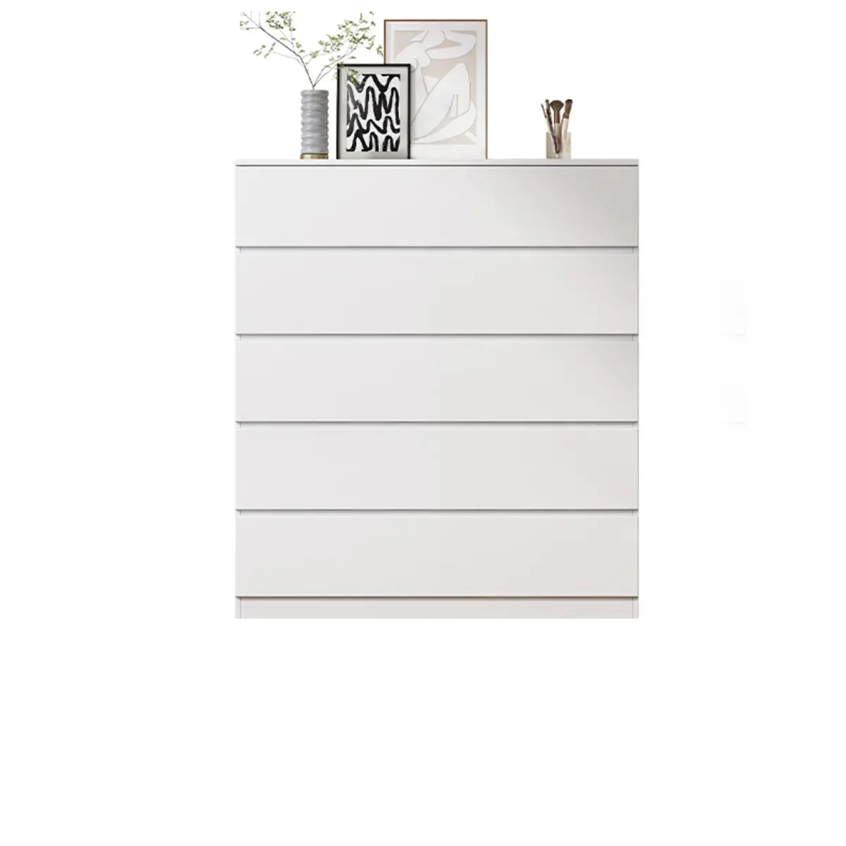 Rectangular Wood White Soft-Close Drawers Entry Dresser Image - 11