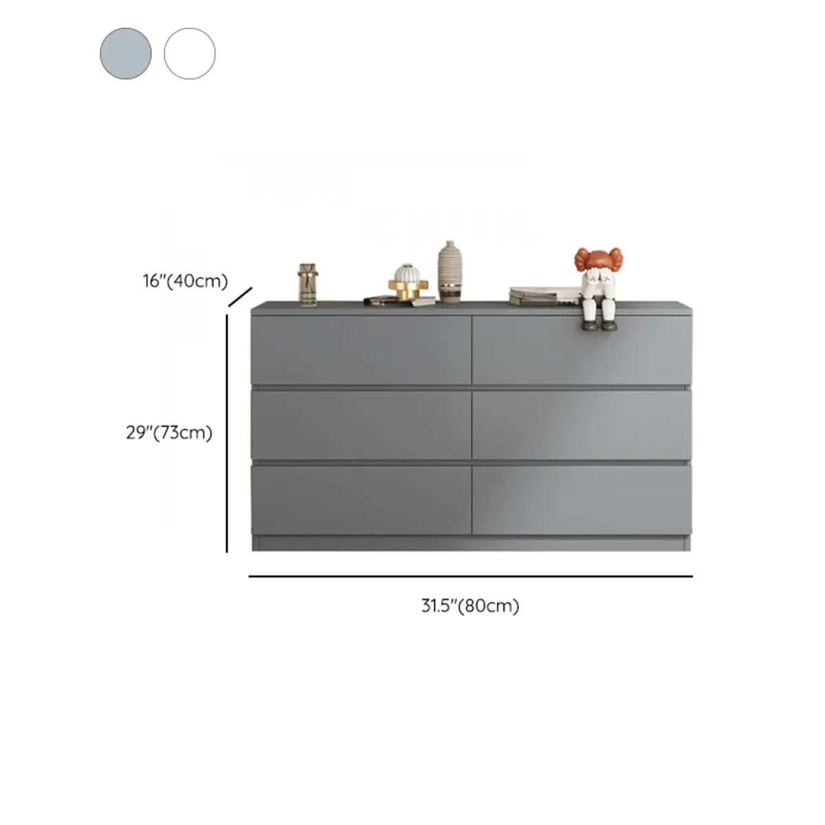 Rectangular Wood White Soft-Close Drawers Entry Dresser 