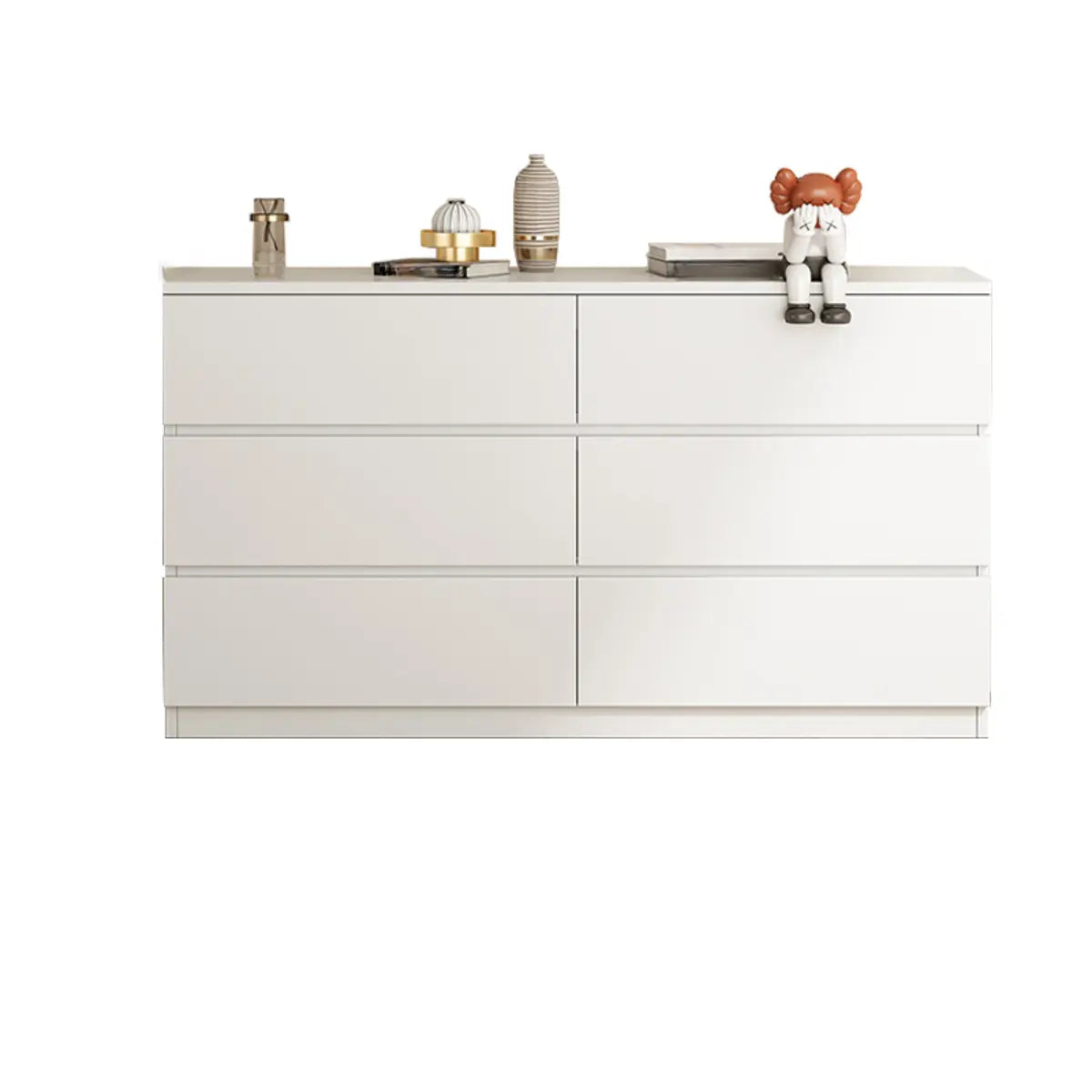 Rectangular Wood White Soft-Close Drawers Entry Dresser Image - 2