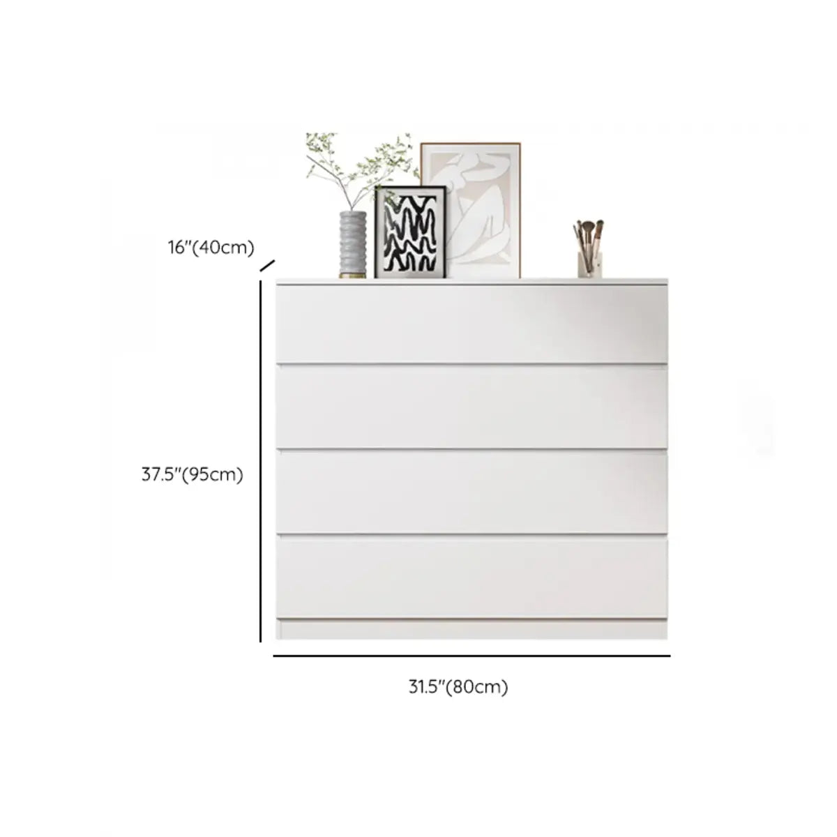 Rectangular Wood White Soft-Close Drawers Entry Dresser Image - 25