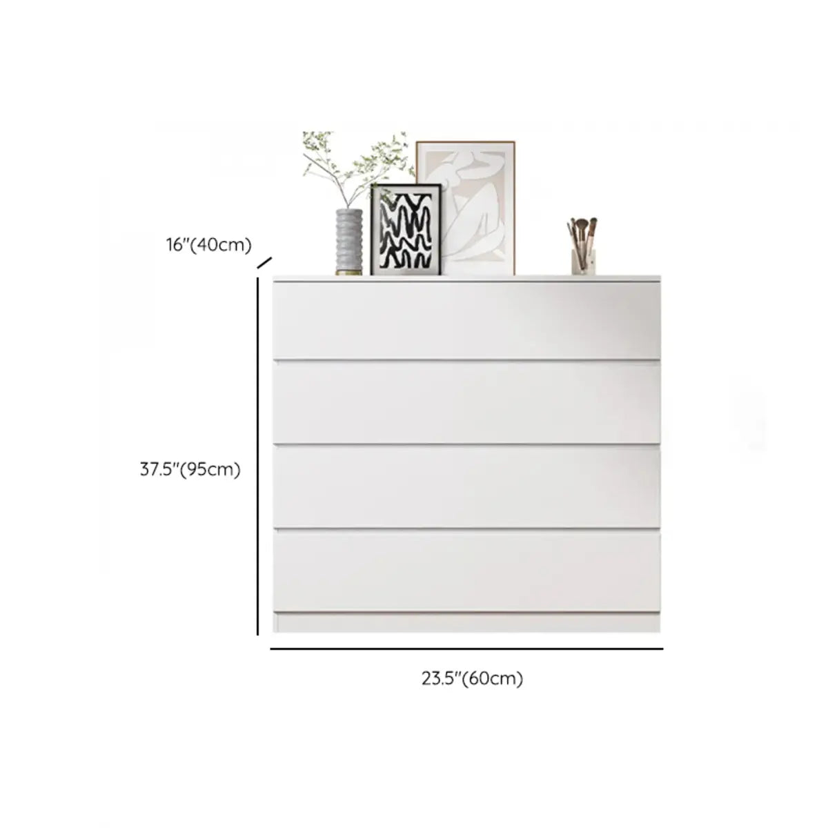 Rectangular Wood White Soft-Close Drawers Entry Dresser Image - 26