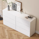 Rectangular Wood White Soft-Close Drawers Entry Dresser Image - 6