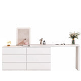 Rectangular Wood White Soft-Close Drawers Entry Dresser Image - 8