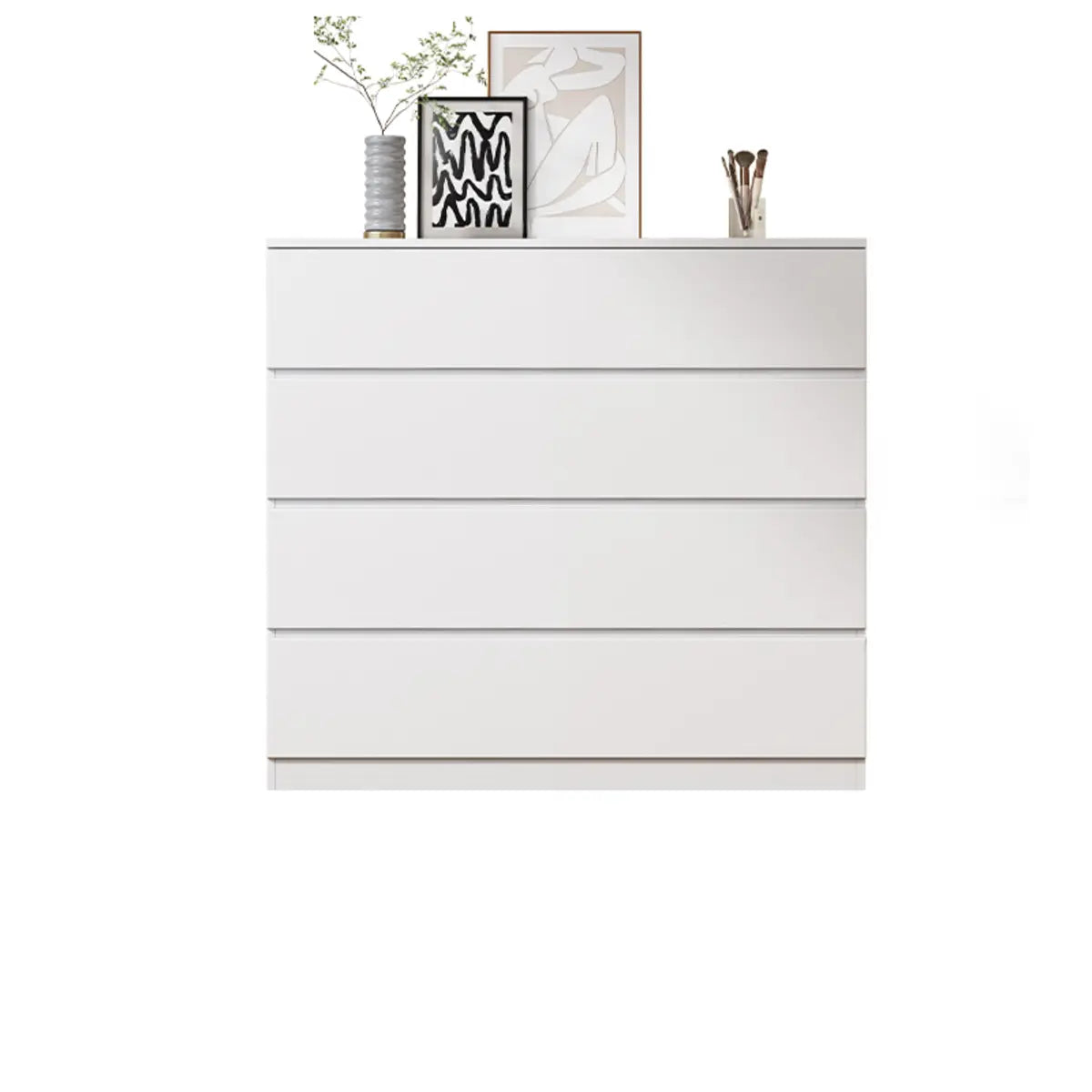 Rectangular Wood White Soft-Close Drawers Entry Dresser Image - 9