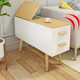 Rectangular Wood White Storage Side Table with Drawers Image - 1