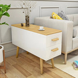 Rectangular Wood White Storage Side Table with Drawers Image - 10