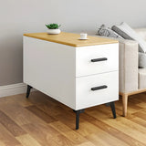 Rectangular Wood White Storage Side Table with Drawers Image - 13