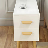 Rectangular Wood White Storage Side Table with Drawers Image - 14