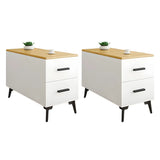 Rectangular Wood White Storage Side Table with Drawers Image - 15