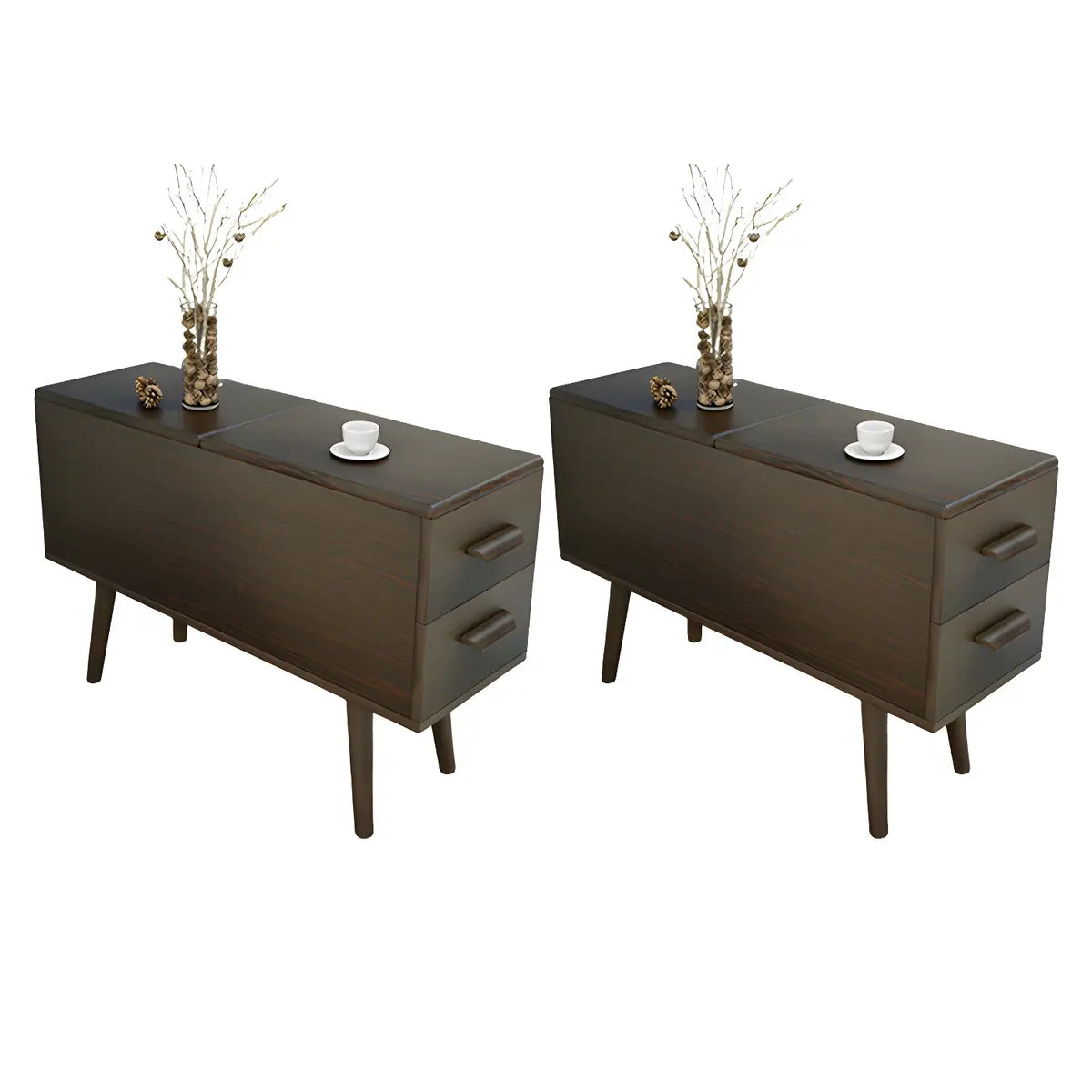 Rectangular Wood White Storage Side Table with Drawers Image - 19