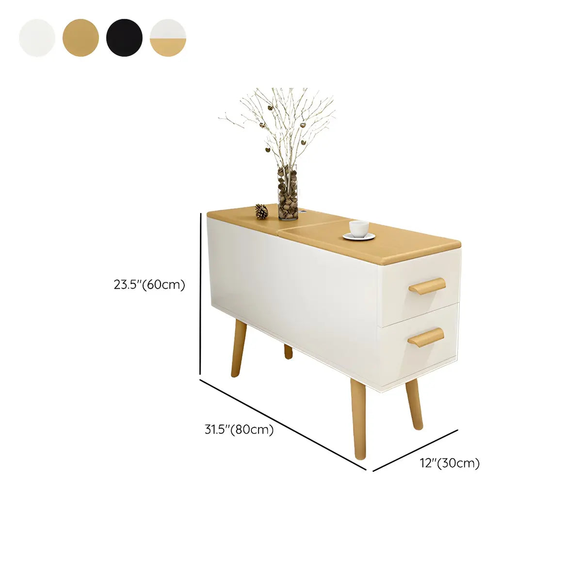 Rectangular Wood White Storage Side Table with Drawers Image - 21